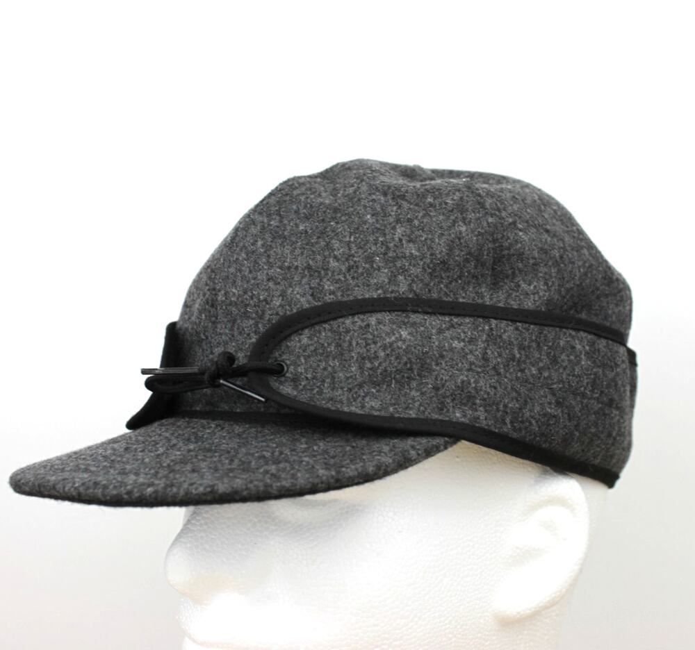 Stormy Kromer Wool Blend Trapper Hat Hunting Cap size 7 1/4 Dark Grey